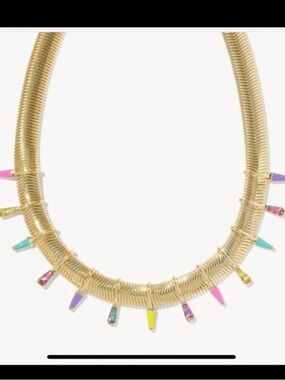 Kendra Scott Kelsey Statement Necklace Gold Neon Mix Enamel with dust bag NWT